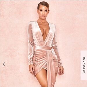 House of cb velvet pink dress